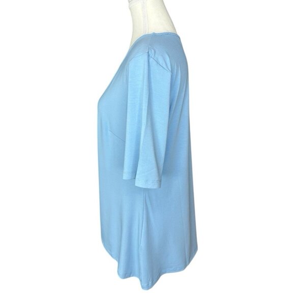 Betabrand Women’s‎ NWT Glacier Blue Short Sleeve Scoop Neck Christine Top S/C39 - Picture 2 of 13